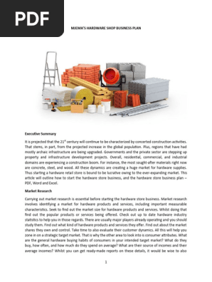 Mjema's Hardware  Shop  Business Plan