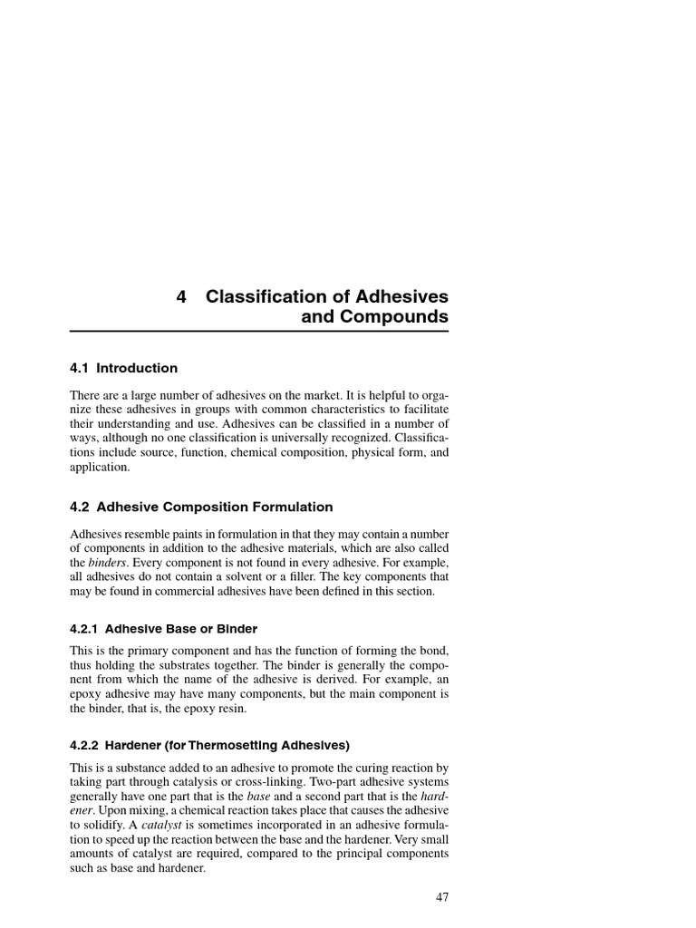 Classification of Adhesives and Compounds 2009 PDF