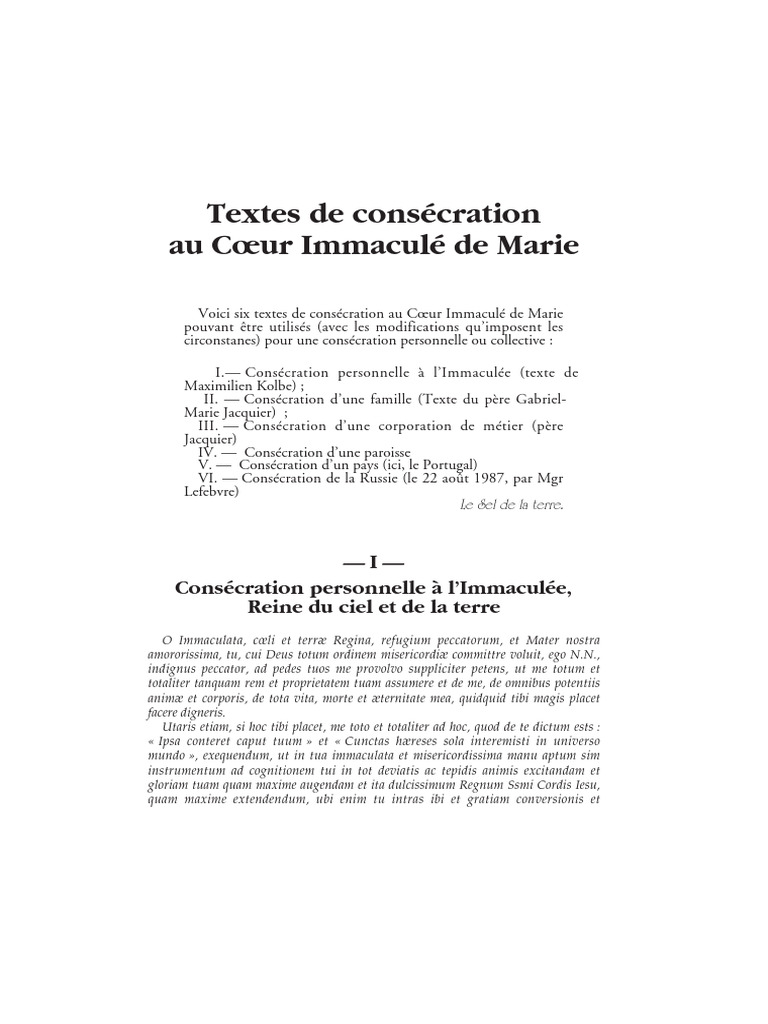 Textes de Consécration à Marie | PDF | Jésus | Marie, mère de Jésus