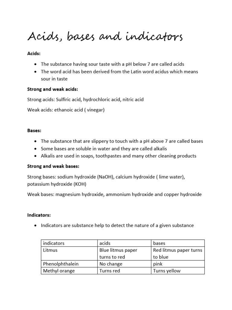 Acids, Bases and Indicators PDF