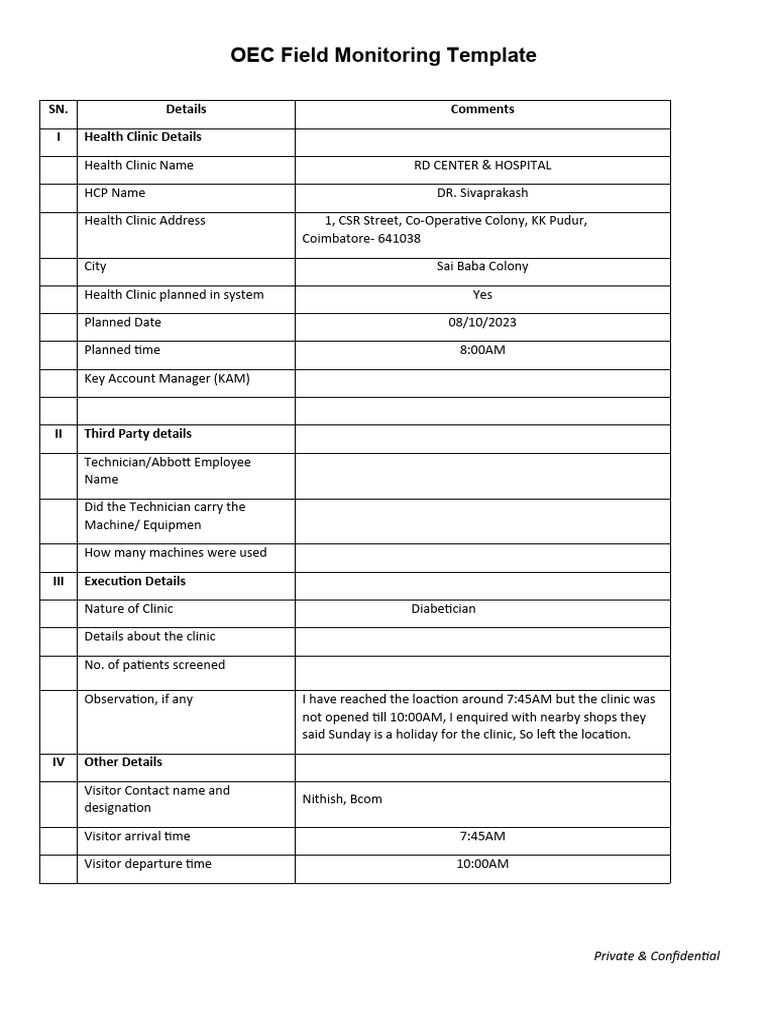 Clinic Monitoring Report Template | PDF