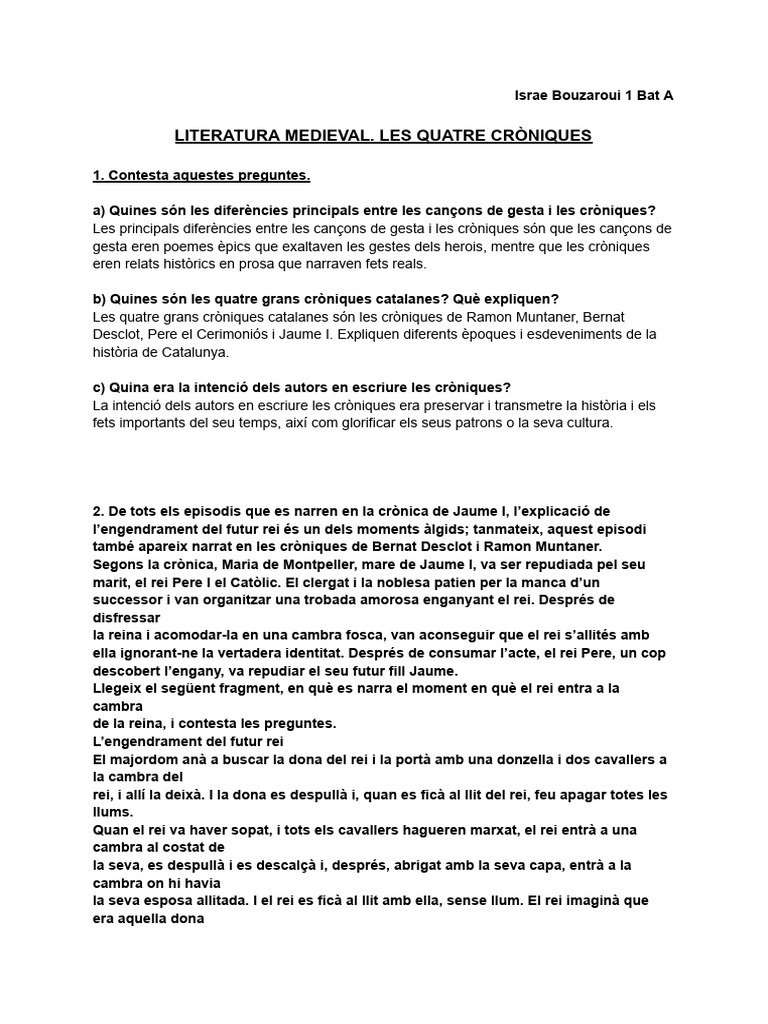 Literatura Medieval. Les Quatre Cròniques | PDF