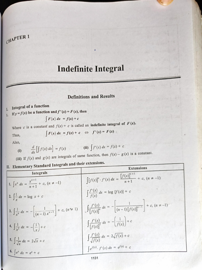 Indefinite Integrals Synopsis | PDF