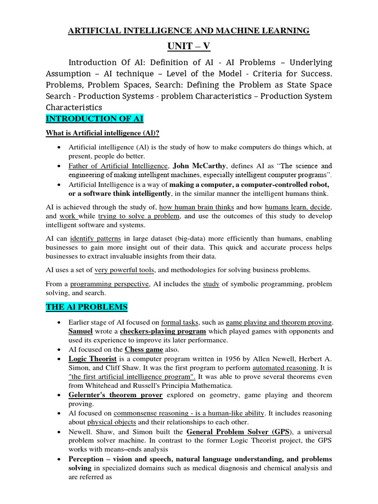 Machine Learning-Unit-V-Notes | PDF | Artificial Intelligence ...