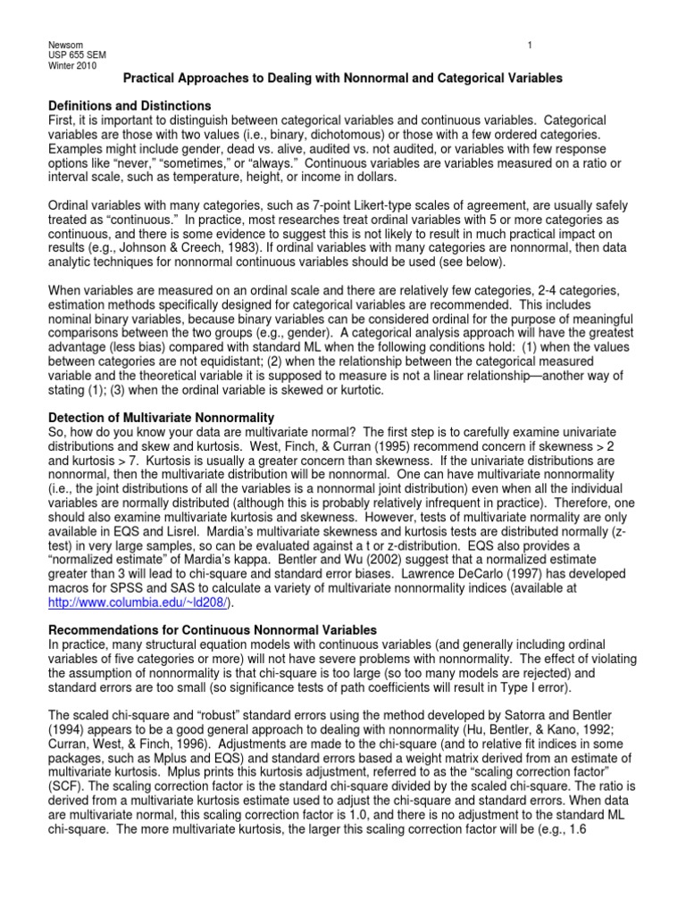 Usp, Winter - 2010 - Practical Approaches To Dealing With Nonnormal and ...