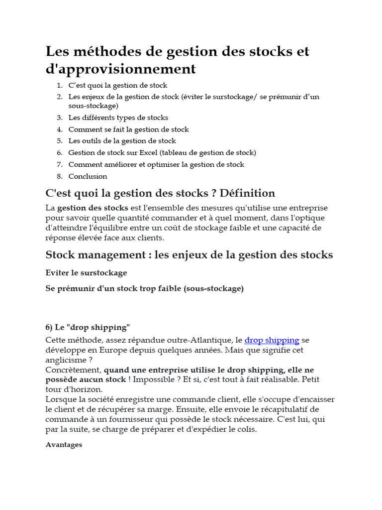 Méthodes de gestion des stocks efficaces | PDF | Inventaire | Logiciel