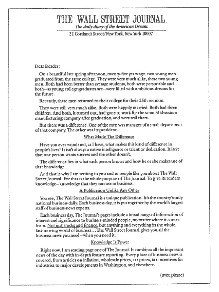 Wall Street Journal Letter PDF