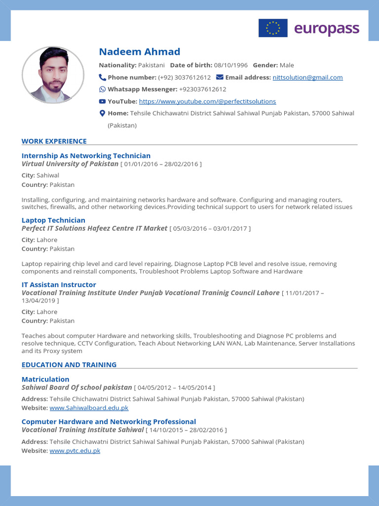 Europass Resume | PDF | Computer Network | Cisco Certifications