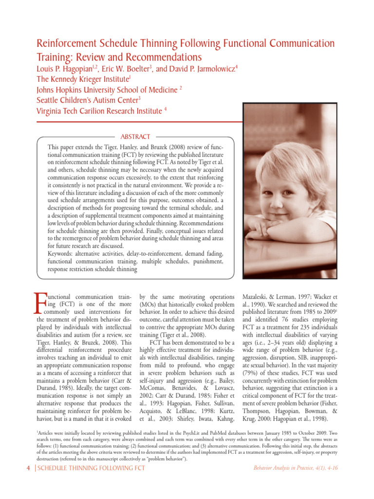 Reinforcement schedule thinning following functional communication