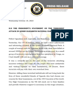 Ppu - H.E The President's Statement On The Terrorist Attack in Queen Elizabeth National Park