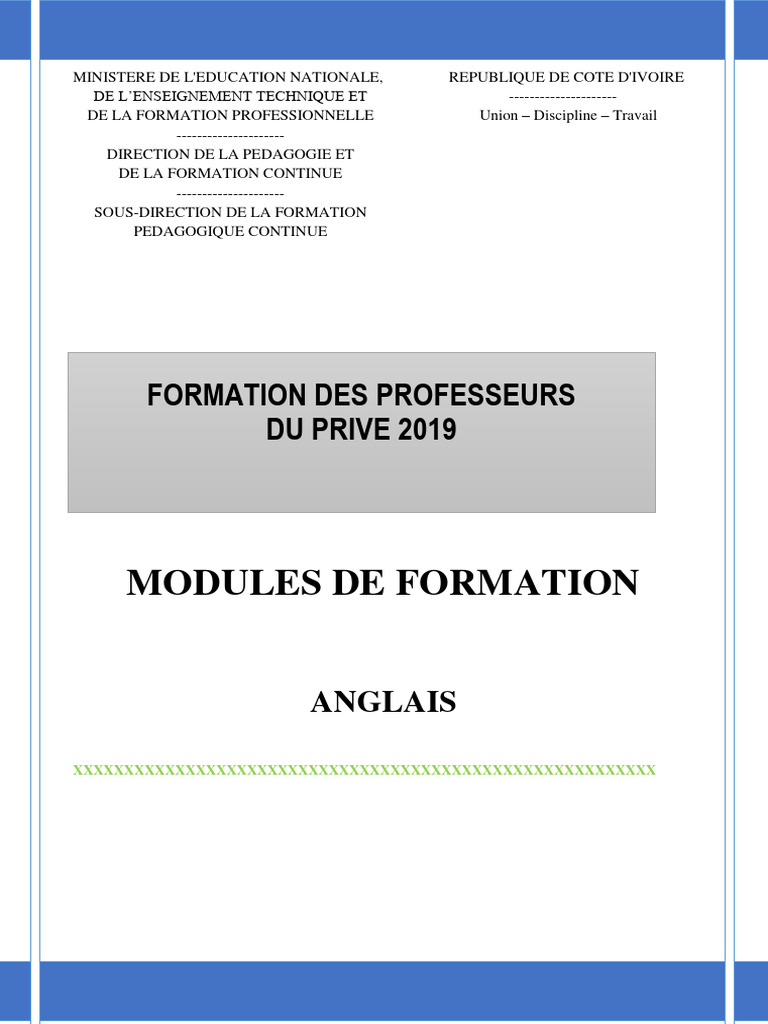 Modules Formation Privé 2019 - Anglais | PDF | Pédagogie | Verbe