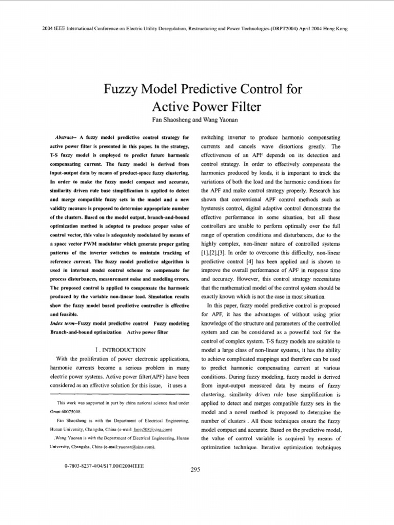 Fuzzy Predictive Control for Active Power Filters | PDF | Control ...