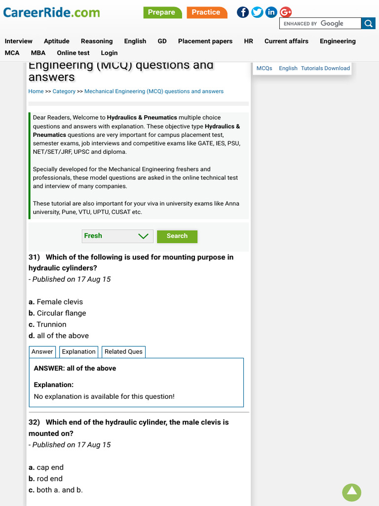 Hydraulics&PneumaticsMechanicalEngineering (MCQ) Questionsandanswers 1702810768397 PDF