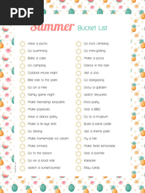 Summer Bucket List