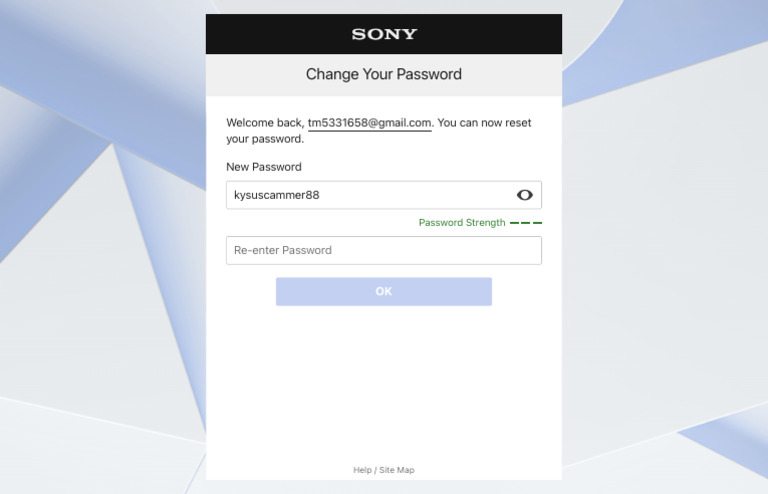 сменить пароль sony playstation