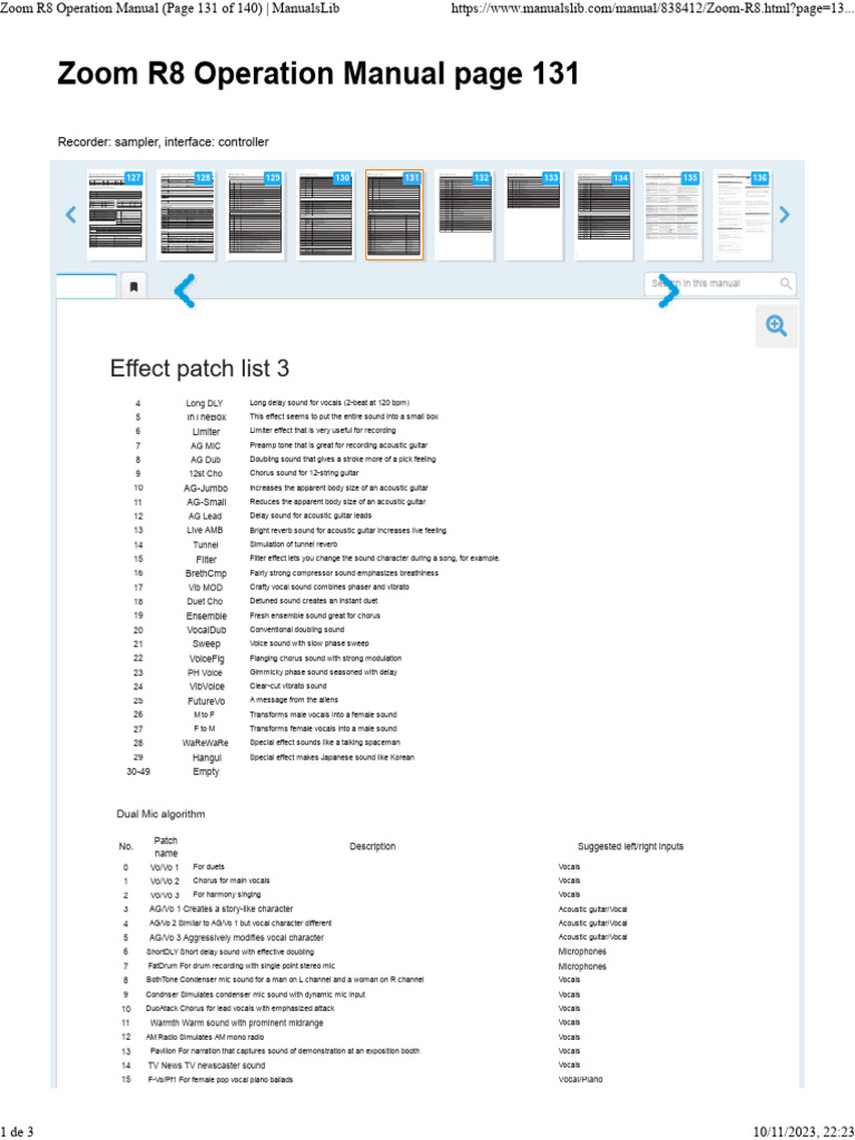 Zoom R8 Operation Manual (Page 131 of 140) ManualsLib | PDF