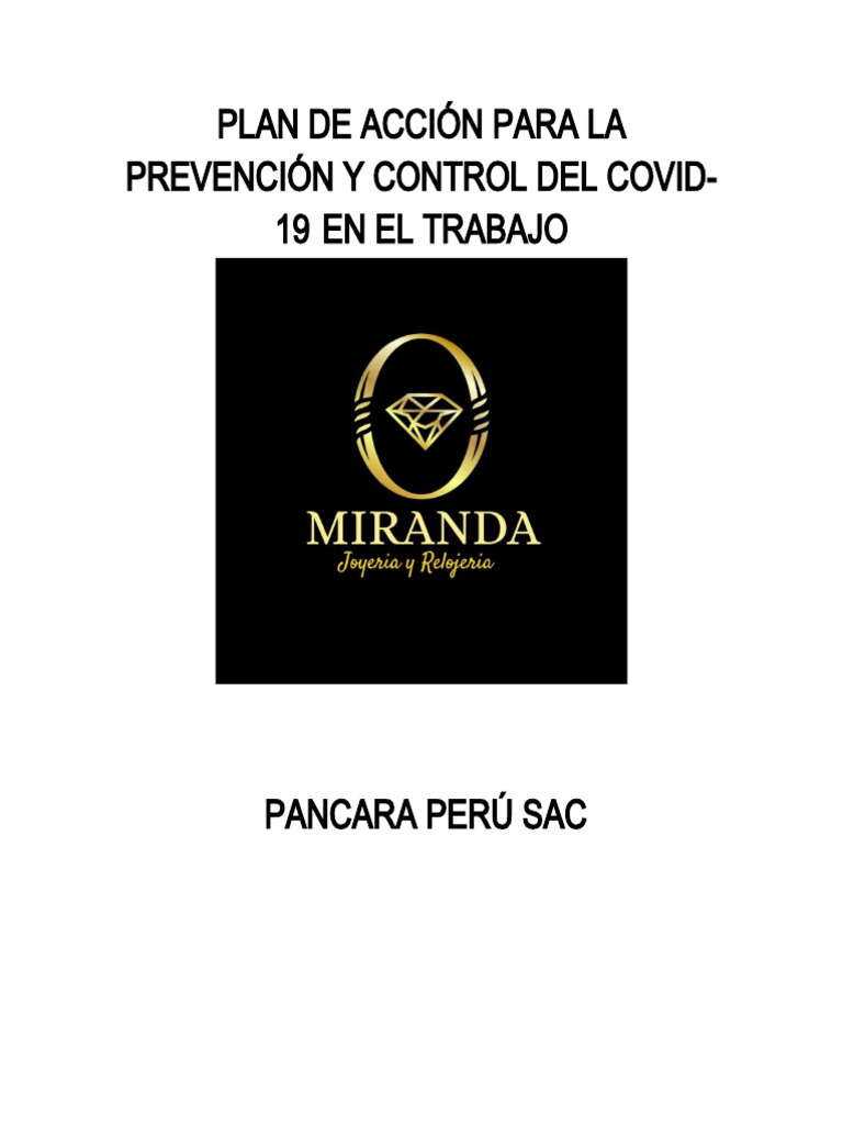 Plan de Acción para La Prevención y Control Del Covid Pancara | PDF