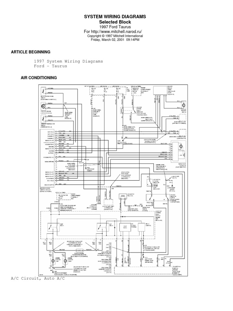 Ac Wiring Diagram 97 Ford Taurus | PDF