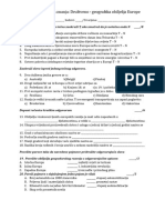 Pisana Provjera Znanja Društveno - Geografska Obilježja Europe - Supe Kokići PDF