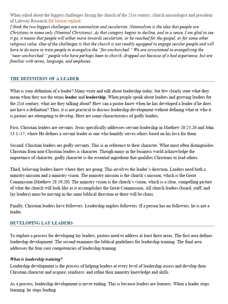 Challenges Facing The Church of The 21st Century | PDF | Leadership ...
