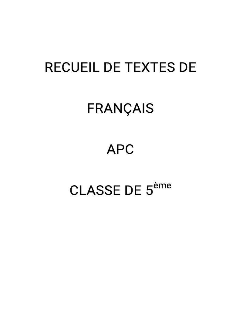 Recueil de textes pour la 5ème | PDF | Jeunes adultes