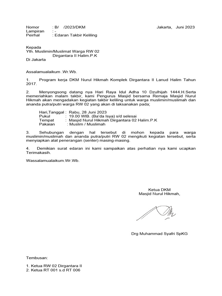 Undangan Takbir Keliling Pdf