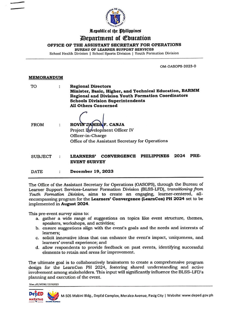 OASOPS_Memo_Learners_Convergence_PH_2024_PreEvent_Survey PDF