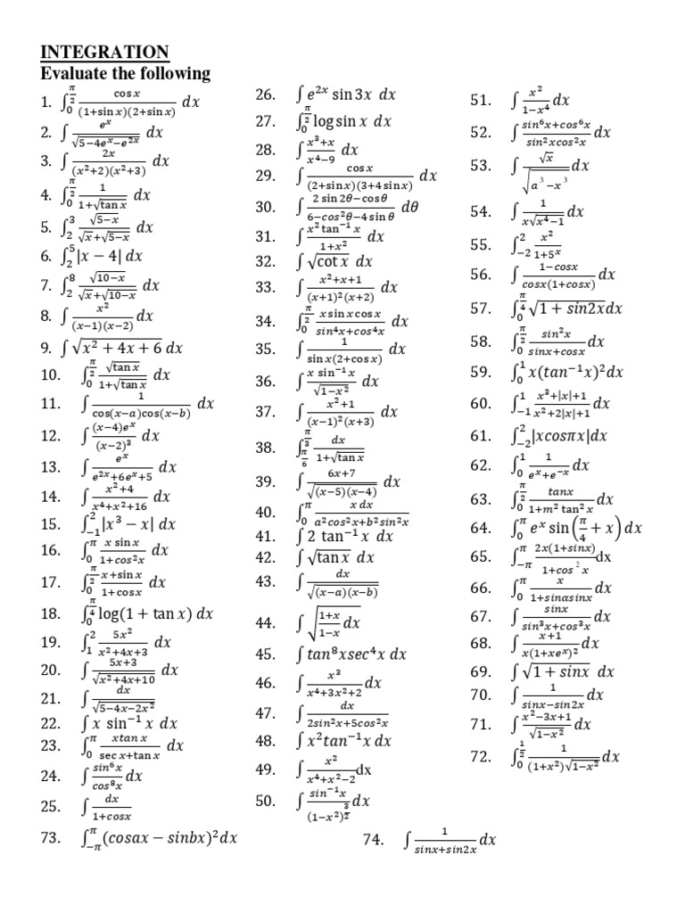 Integration QNS Set 3 | PDF