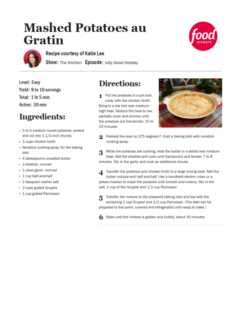 Katie Lee's Mashed Potatoes au Gratin PDF