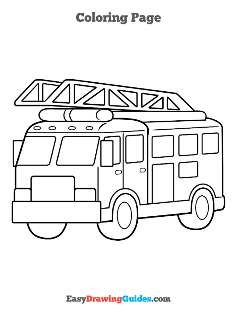 1102 Easy Fire Truck Coloring Page | PDF