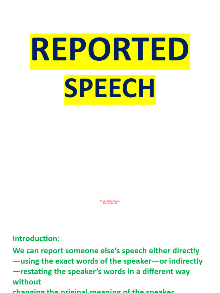 Reported Speech: Rules and Examples | PDF | Question | Linguistic ...