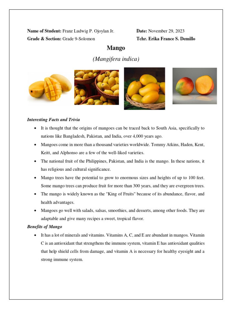 Mango Infos Docu PDF Mango Dietary Fiber