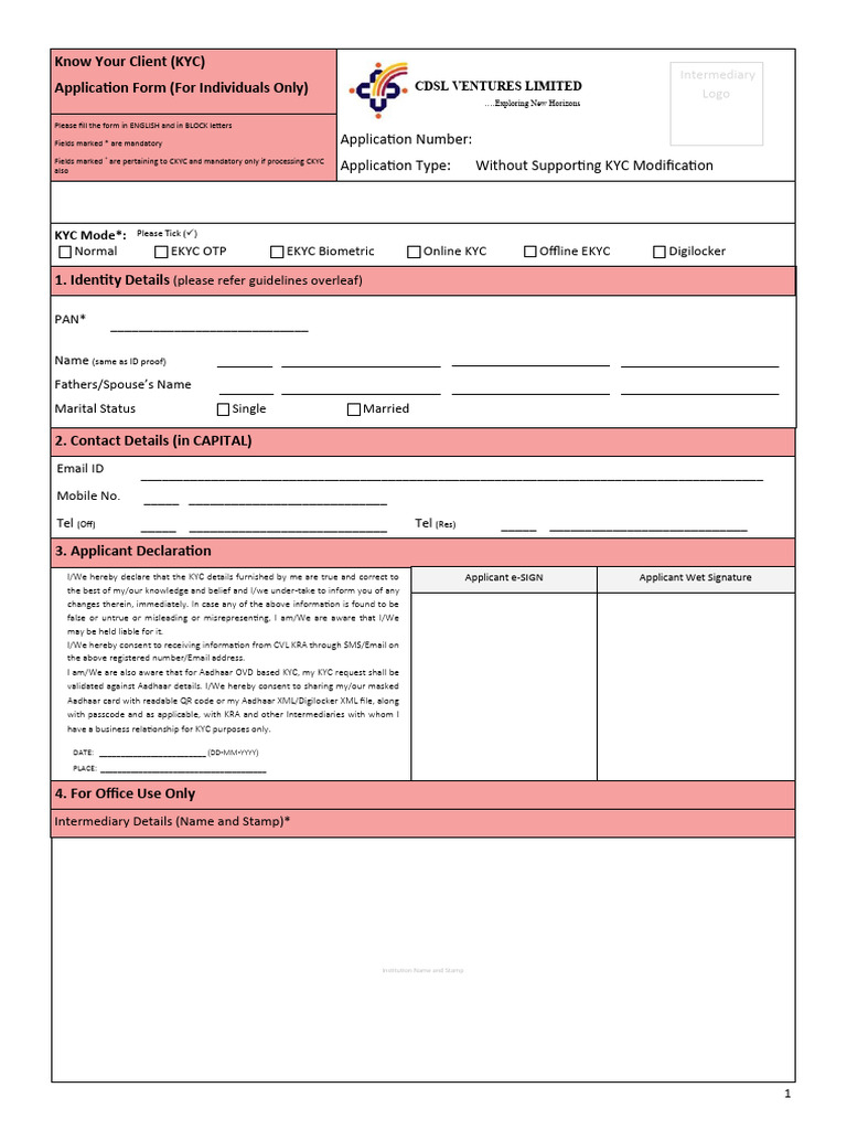 KYC Form - Without Supporting - Oct22 | PDF