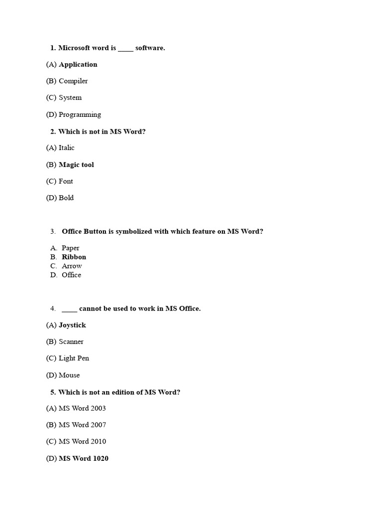 BCCA SEM I MSOFFICEans | PDF