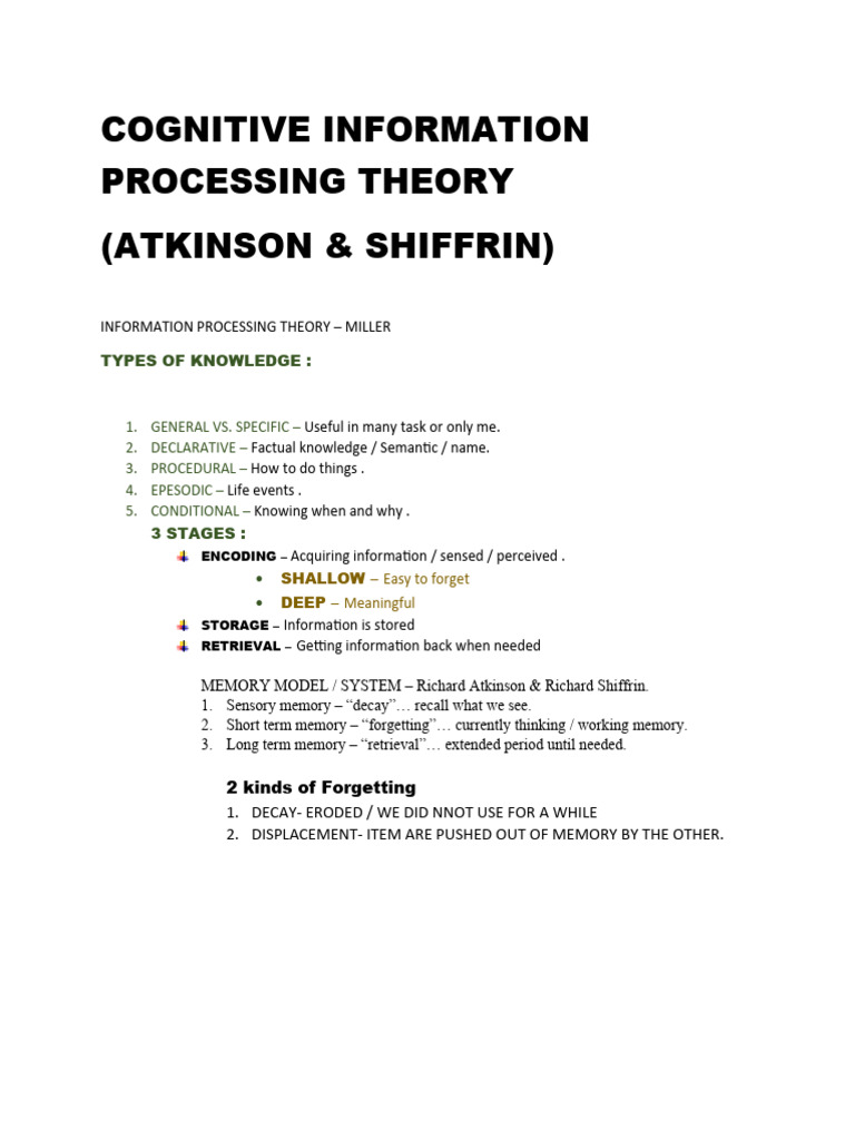 COGNITIVE INFORMATION PROCESSING THEORY | PDF