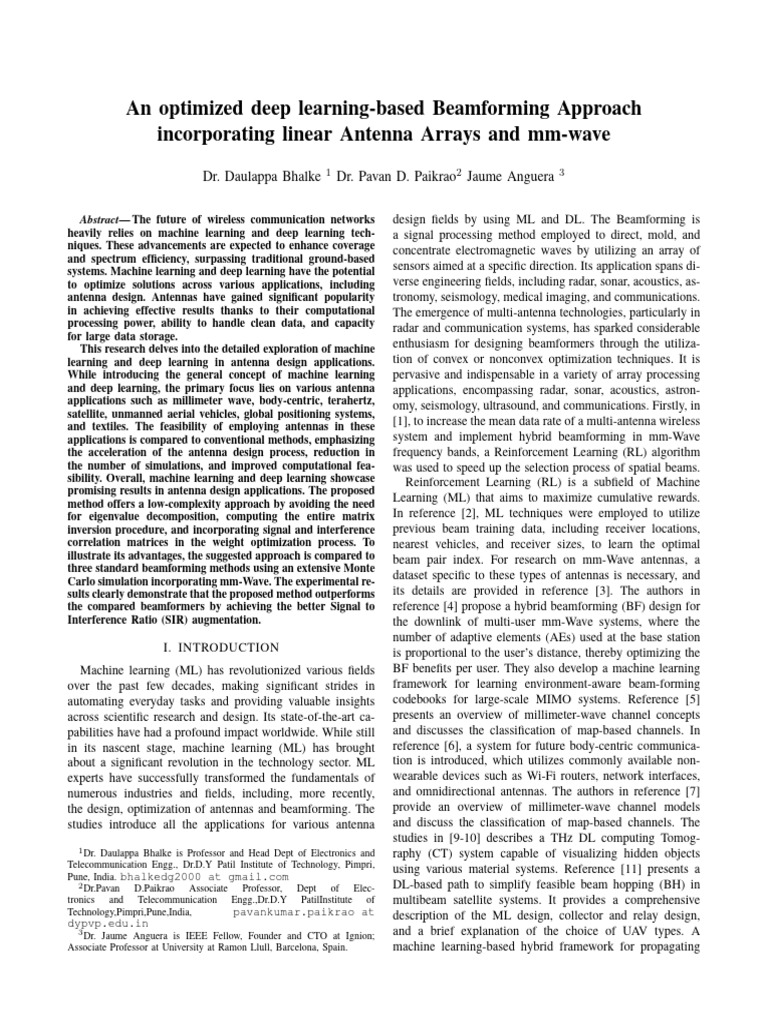 Deep Learning Beamforming for Antennas | PDF | Mimo | Antenna (Radio)