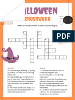 Halloween Crossword Puzzle Worksheet in Purple Orange Spooky Style