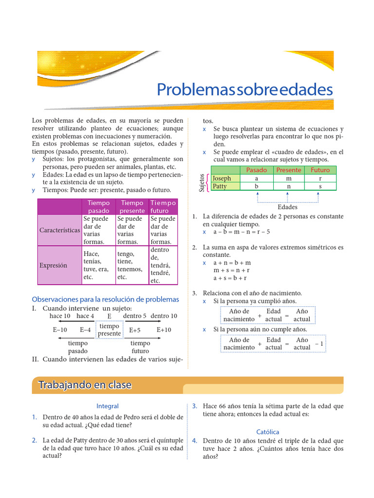 Problemas de Edades y Ecuaciones | PDF