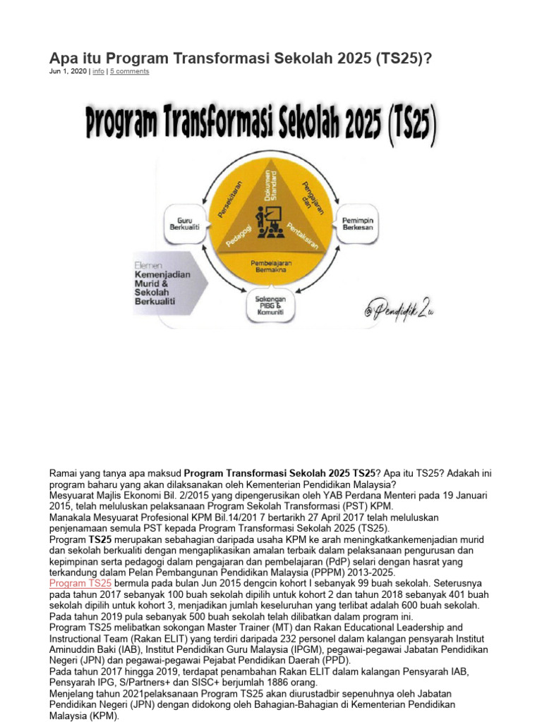 Apa Itu Program Transformasi Sekolah 2025 PDF