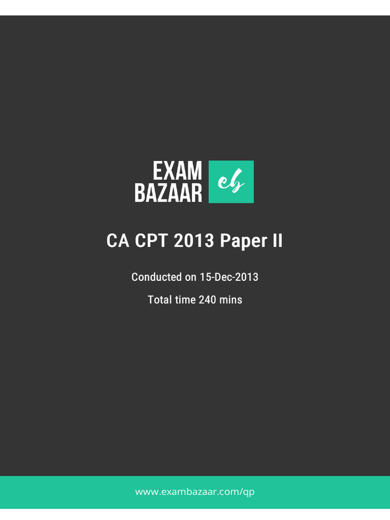 CA CPT 2013 Paper II | PDF | Business | Finance & Money Management