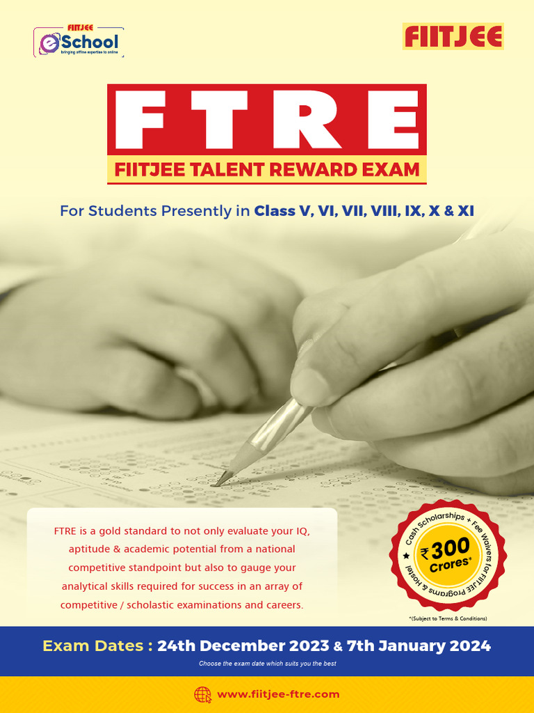 FIITJEE Talent Reward Exam Details | PDF | Intelligence Quotient | Science