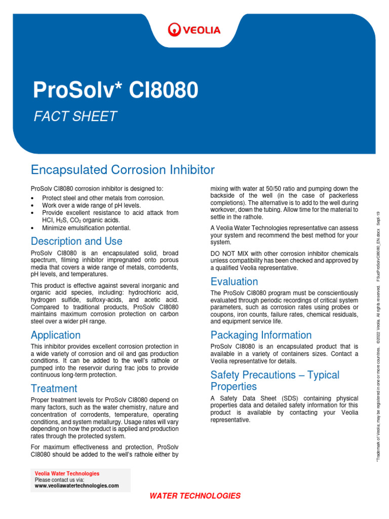 ProSolv CI8080 Corrosion Inhibitor Guide | PDF | Science & Mathematics