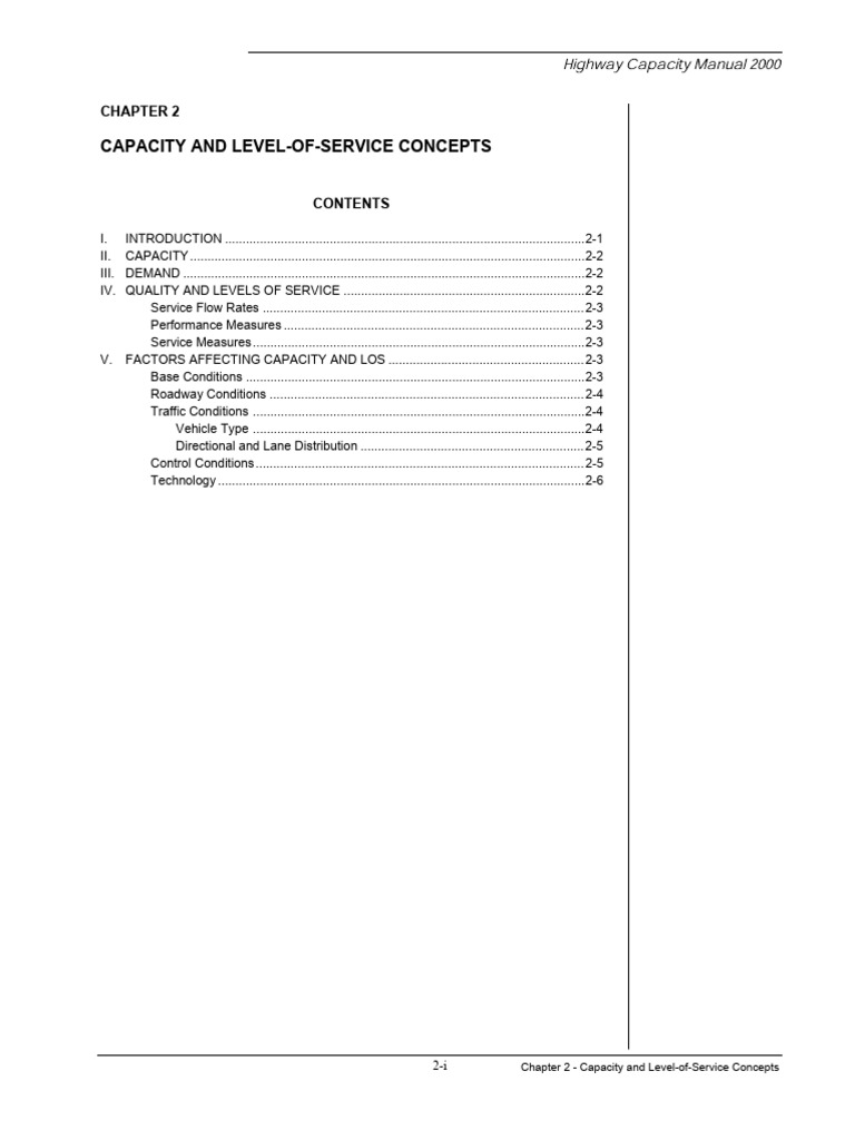 HCM Traffic Capacity and Service Levels | PDF | Traffic | Lane