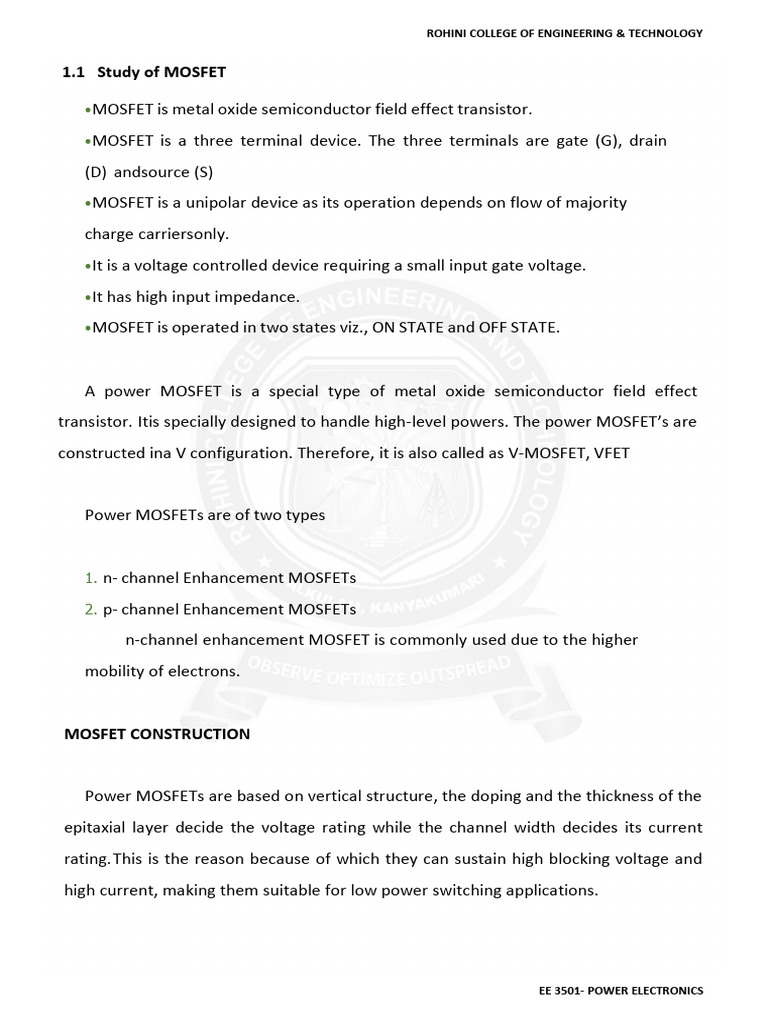Unit 01 | PDF | Mosfet | Field Effect Transistor