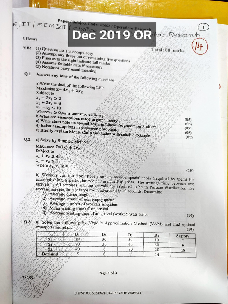 Sem 7 OR 5 | PDF