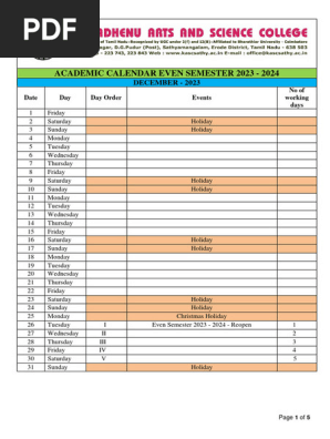 Academic Calendar 2023 2024 Even | PDF | Academic Term | Holidays