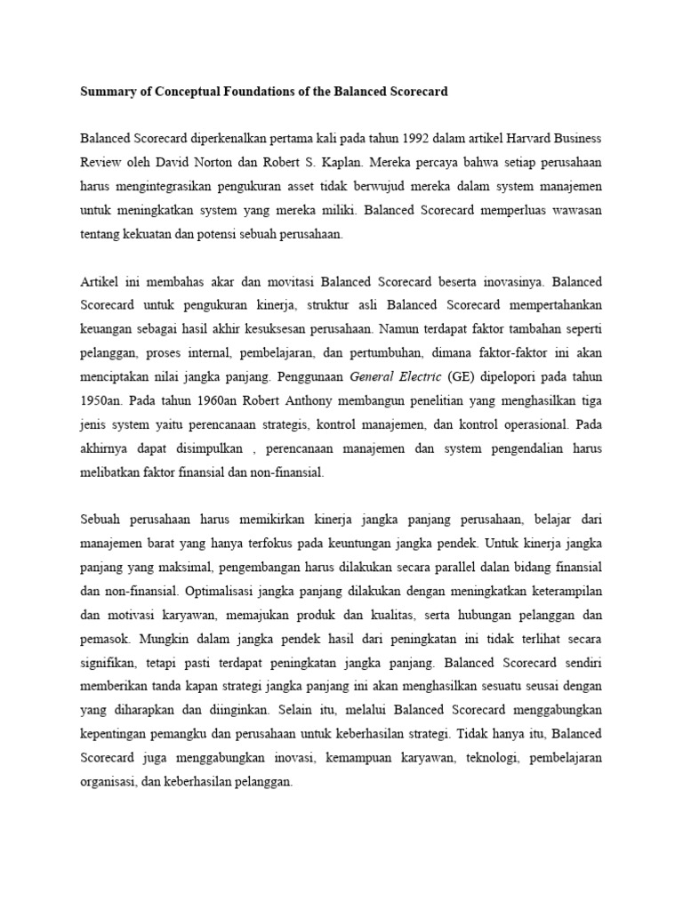 Conceptual Foundations of The Balanced Scorecard | PDF
