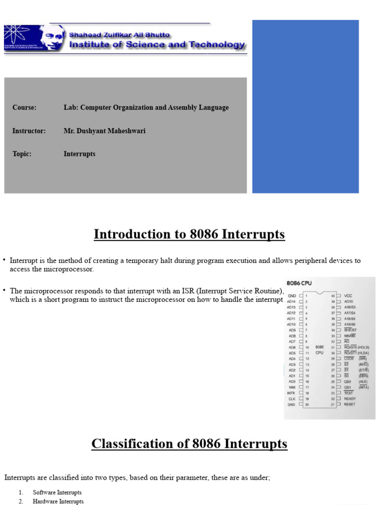 8086 Interrupts: Types & Functions | PDF