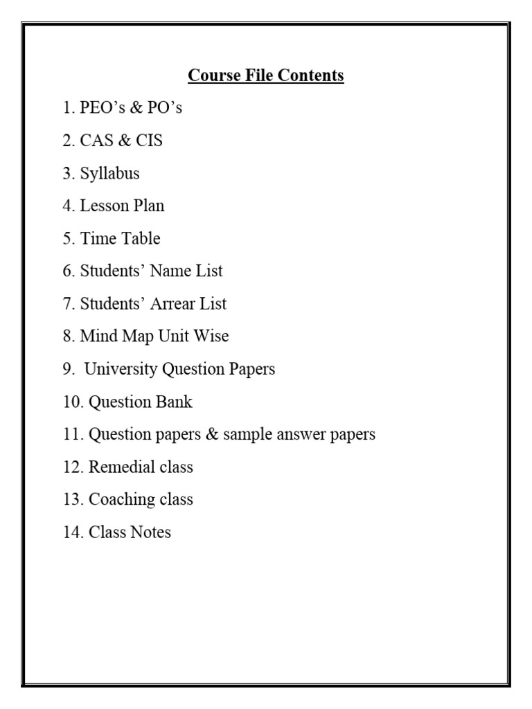 Course file contents pdf