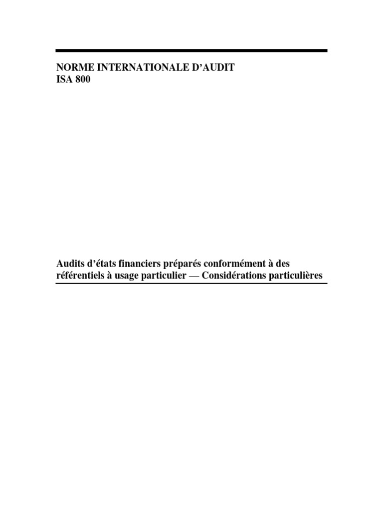 Isa 800 | PDF | Affaires | Finance et gestion monétaire